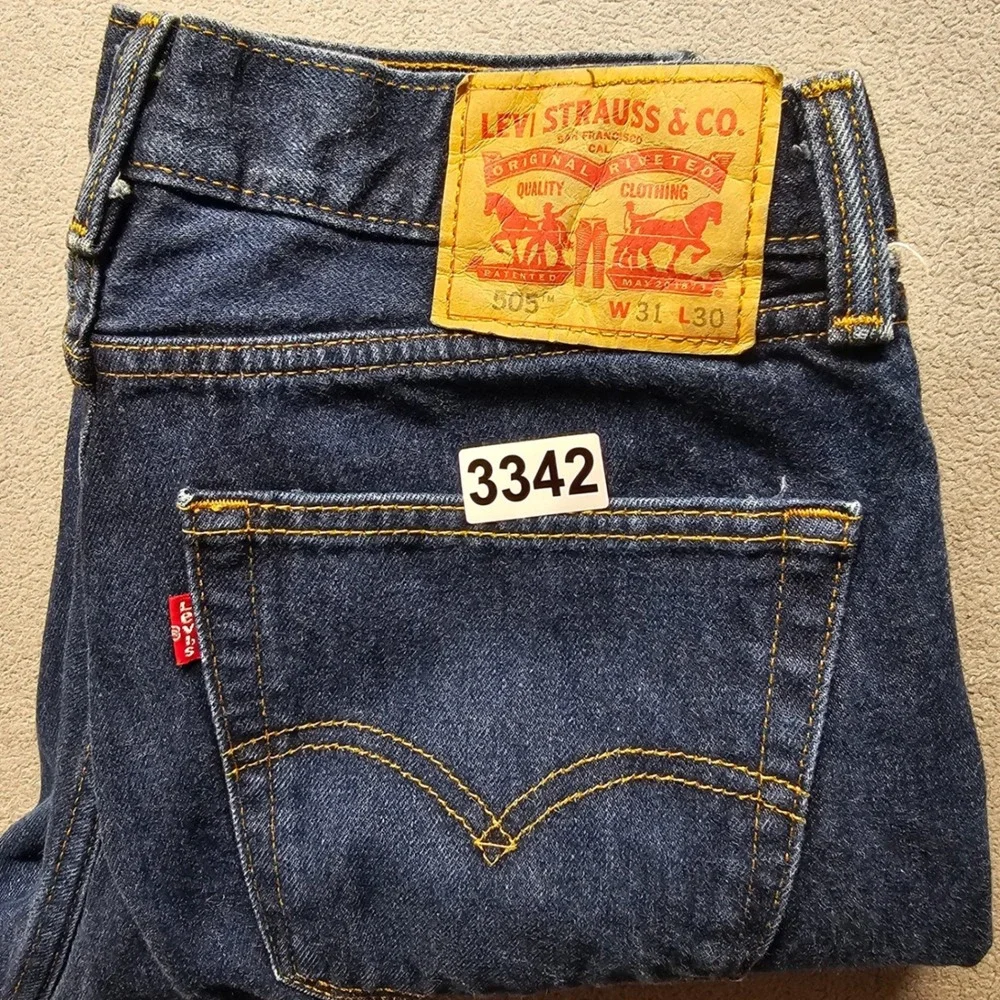 Levis 505 Regular Fit Straight Leg Jeans Mens W31 L30 Dark Indigo Blue Denim‎
